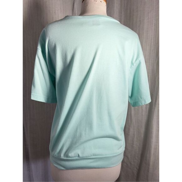 Vintage Jason Maxwell Seafoam Blue Beaded Cut-Out Blouse - Size L - Picture 4 of 5